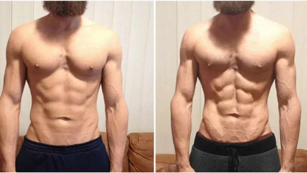Before And After Comparison Of A Male Physique Showing Significant Fat Loss And Muscle Definition, Highlighting The Effects Of Ostarine Vs Rad For Weight Loss And Fat Loss.